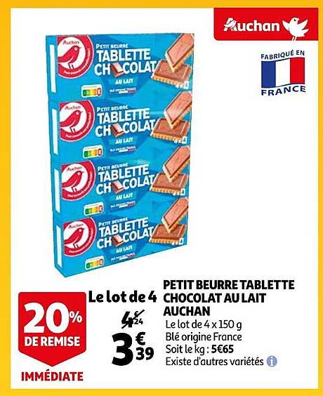 petit beurre tablette chocolat au lai auchan