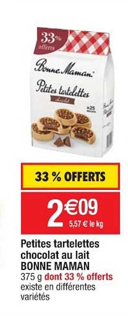 petites tartelettes chocolat au lait bonne maman