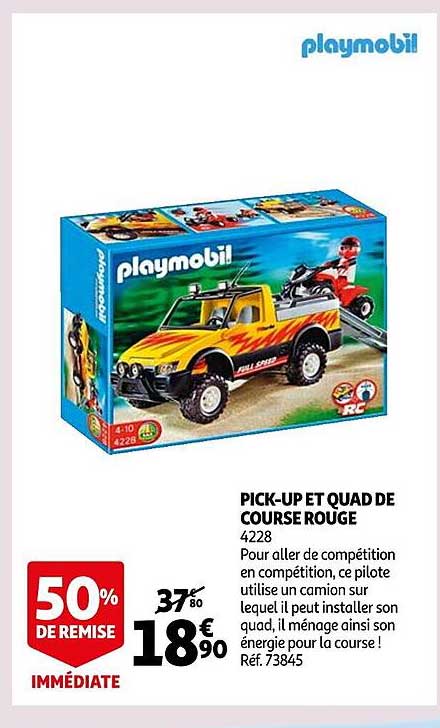 pick-up et quad de course rouge playmobil
