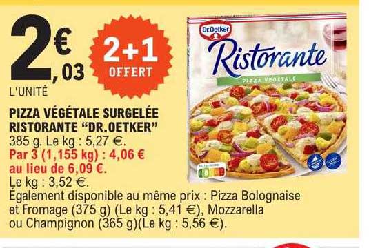 pizza végétale surgelée ristorante "dr. oetker"