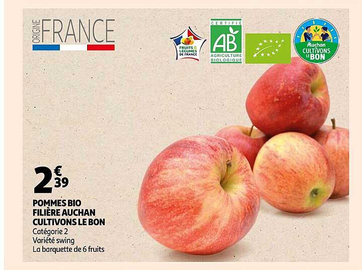 pommes bio filière auchan cultivons le bon