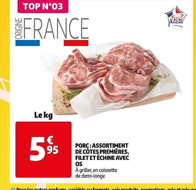 pork : assortiment de côtes premières, filet et échine avec os