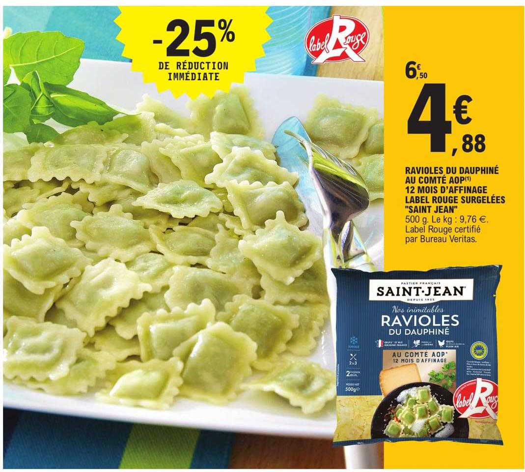 ravioles du dauphiné au comté aop 12 mois d'affinage label rouge surgelées "saint jean"