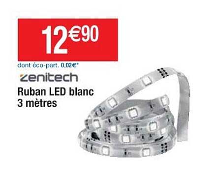 ruban led blanc 3 mètres zenitech