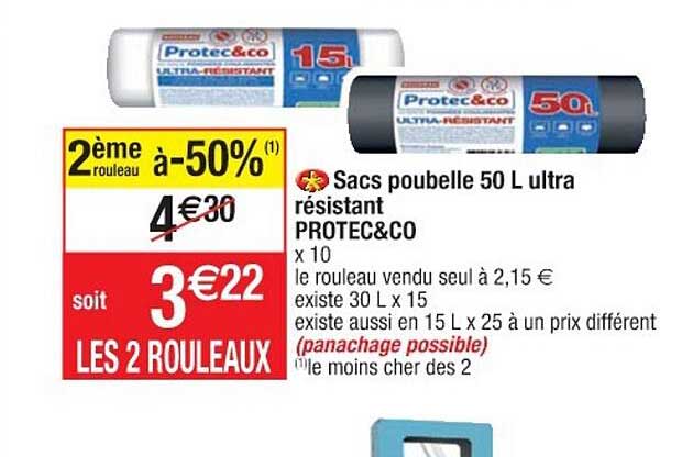 sacs poubelle 50l ultra résistant protec & co
