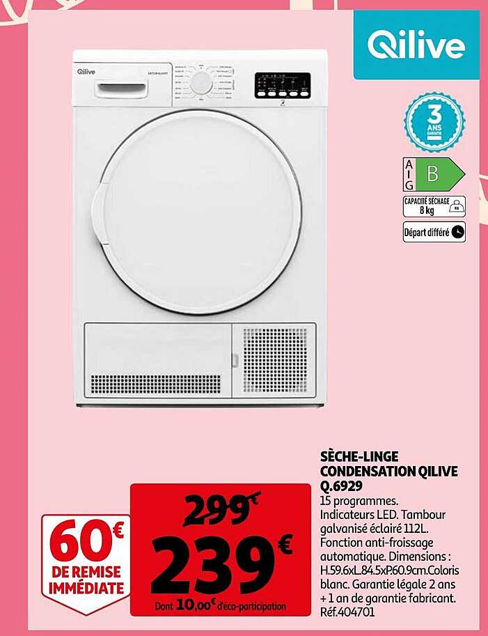 sèche-linge condensation qilive q.6929