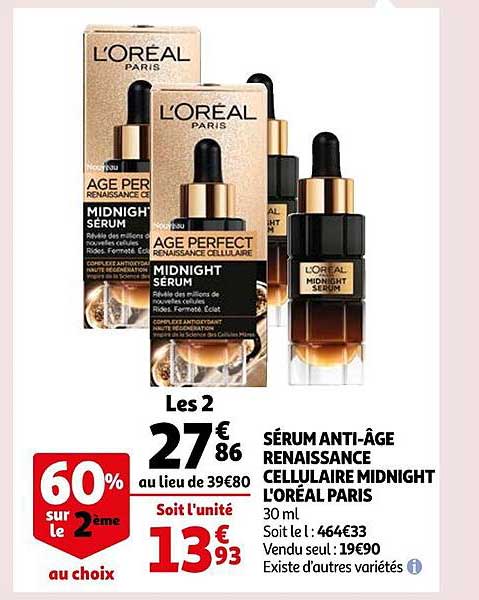 sérum anti-âge renaissance cellulaire midnight l'oréal paris