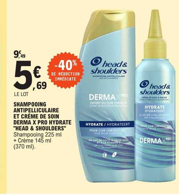 shampooing antipelliculaire et crème de soin derma x pro hydrate "head & shoulders"