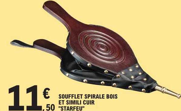 soufflet spirale bois et simili cuir "starfeu"