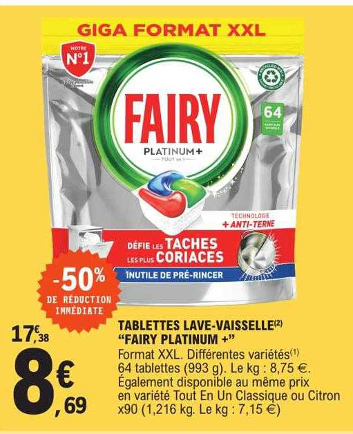 tablettes lave-vaisselle "fairy platinum"
