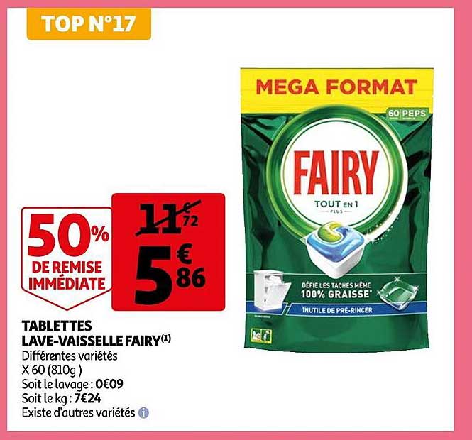tablettes lave-vaisselle fairy