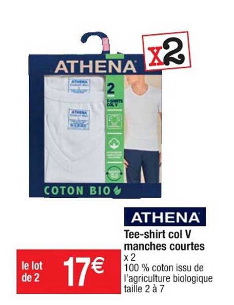 tee-shirt col v manches courtes athena
