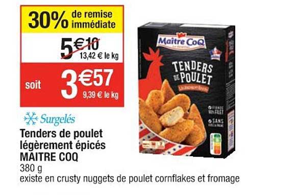 tenders de poulet légèrement épicés maître coq