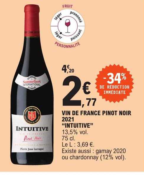 vin de france pinot noir 2021 "intuitive"