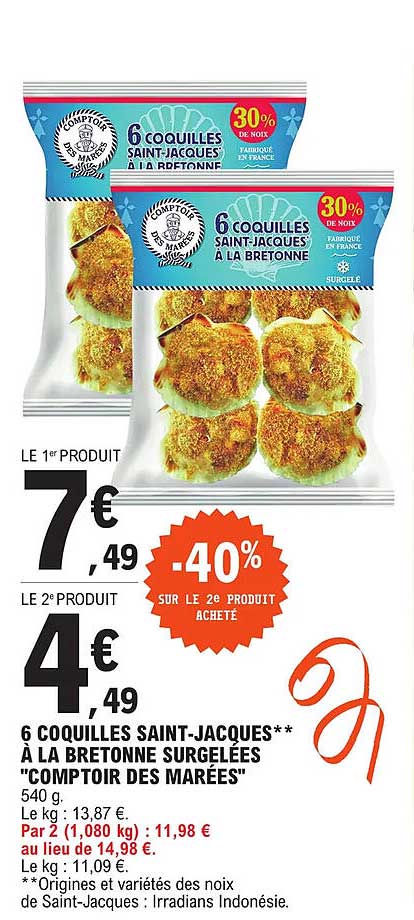 coquilles saint-jacques à la bretonne surgelées "comptoir des marées"