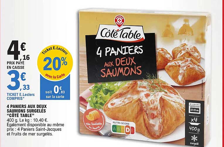 4 paniers aux deux saumons surgelés "côté table"