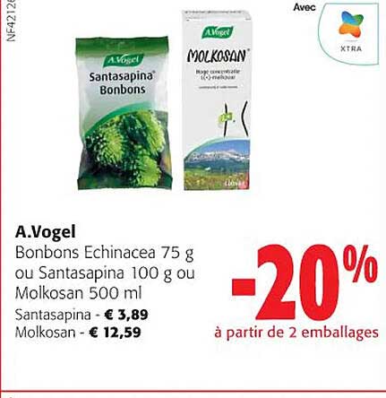 a.vogel bonbons echinacea 75 g ou santasapina 100 g ou molkosan
