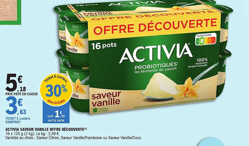 Activia Saveur Vanille Offre Découverte