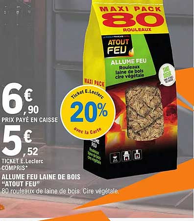 allume feu laine de bois "atout feu"