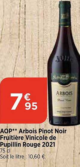 aop arbois pinot noir fruitière vinicole de pupillin rouge 2021