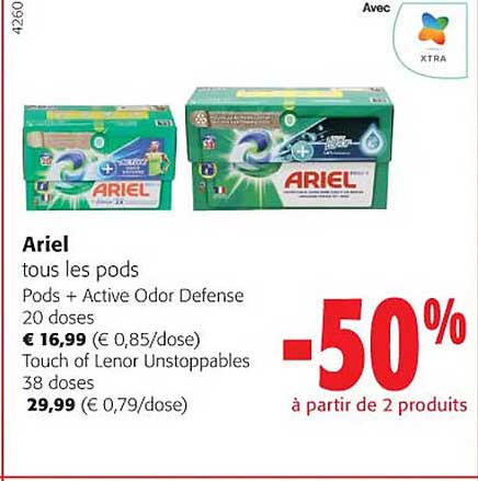 ariel tous les pods pods + active odor defense