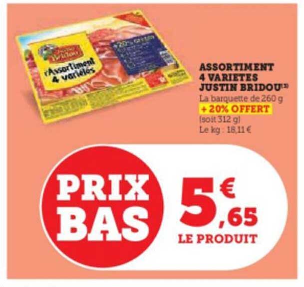 assortiment 4 variétés justin bridou