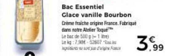 Bac Essentiel Glace Vanille Bourbon