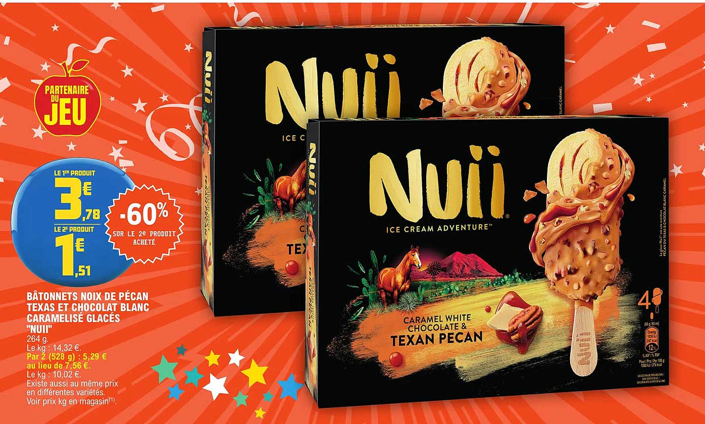 bâtonnets noix de pécan texas et chocolat blanc caramélise glacés "nuit"