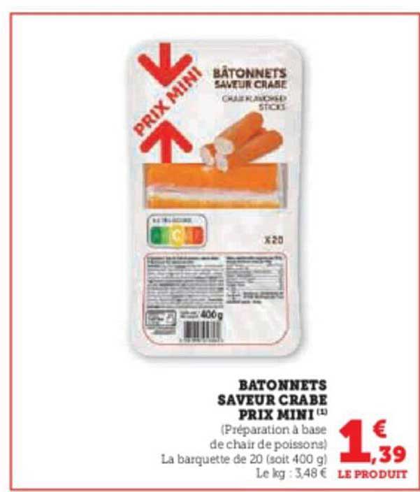 bâtonnets saveur crabe prix mini