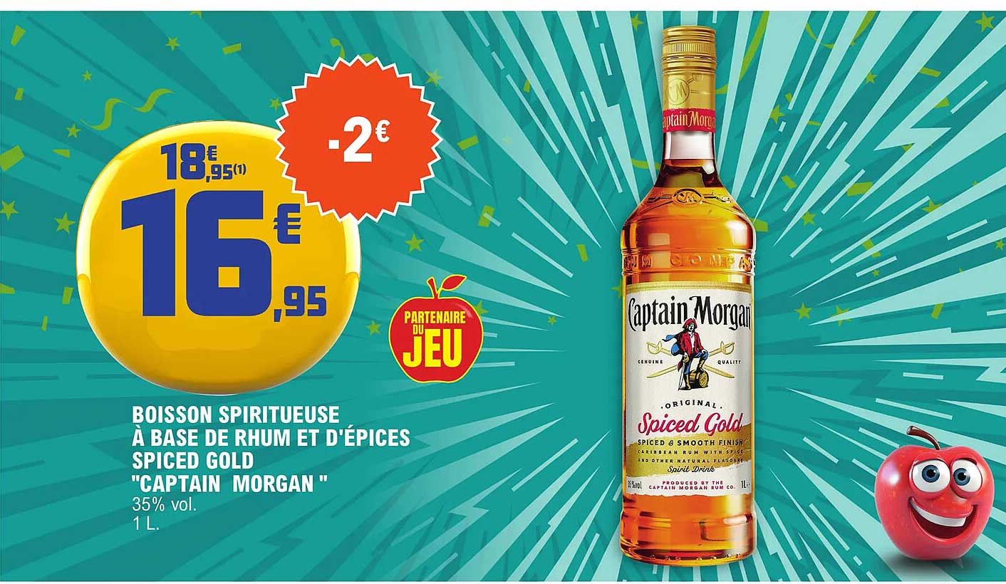 boisson spiritueuse à base de rhum et d'épices spiced gold "captain morgan"