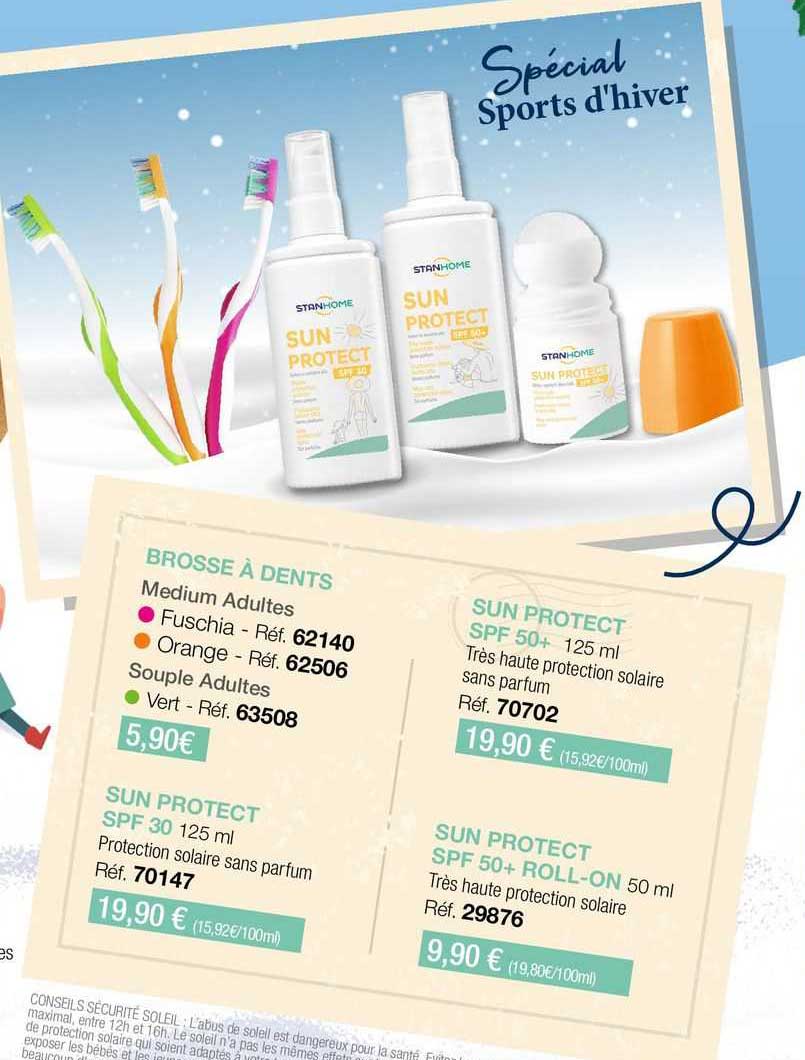 brosse à dents, sun protect spf 50+, sun protect spf 30, sun protect spf 50+ roll-on