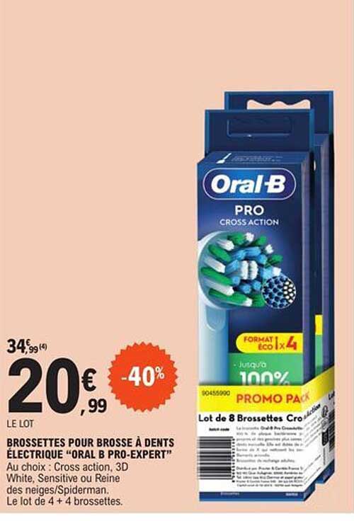 brossettes pour brosse à dents électrique "oral b pro-expert"