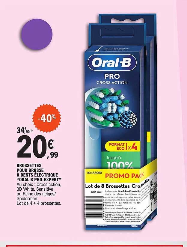 brossettes pour brosse à dents électrique "oral b pro-expert"