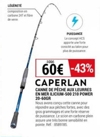 canne de pêche aux leurres en mer ilicium-500 210 power 20-60gr caperlan