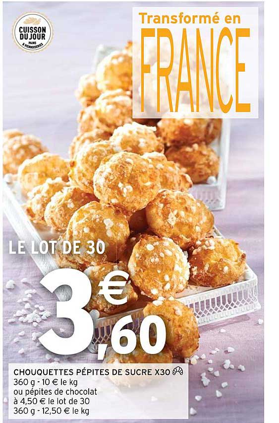 chouquettes pépites de sucre x30 ou pépites de chocolat