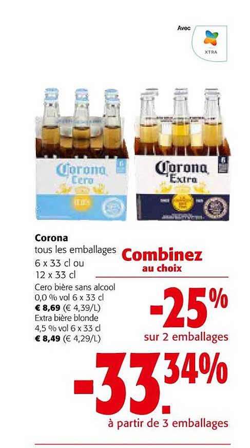 corona cero bière sans alcool our extra bière blonde