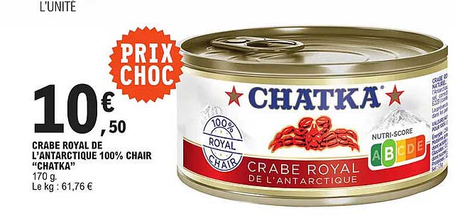 crabe royal de l'antarctique 100% chair "chatka"