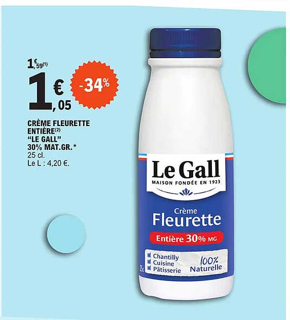 crème fleurette entière "le gall" 30% mat.gr.