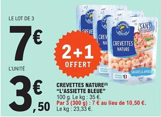 crevettes nature "l'assiette bleue'