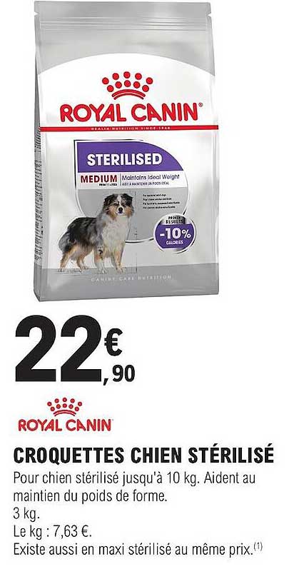 croquettes chien stérilisé royal canin