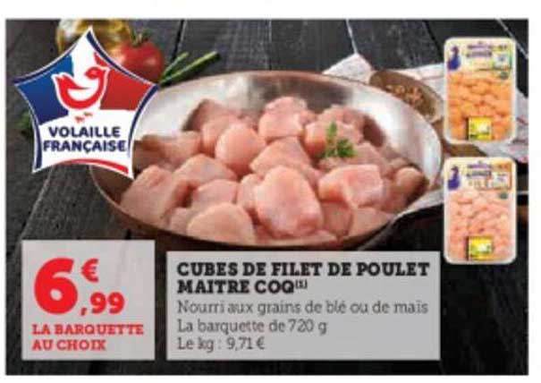 cubes de filet de poulet maitre coq
