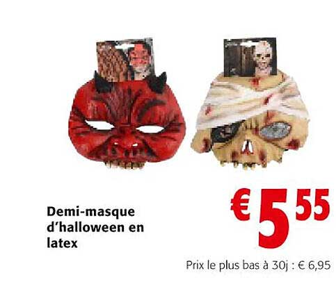 demi-masque d'halloween en latex