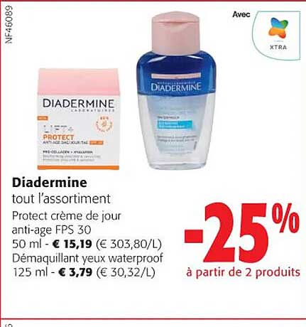 diadermine tout l'assortiment protect crème de jour anti-age fps 30