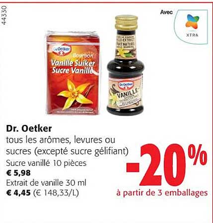 dr. oetker tous les arômes, levures ou sucres vanillé