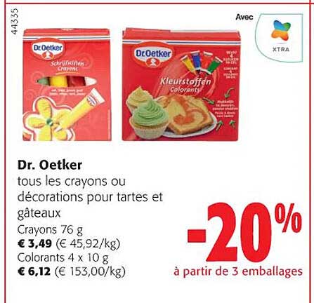 dr. oetker tous les crayons ou décorations pour tartes et gâteaux