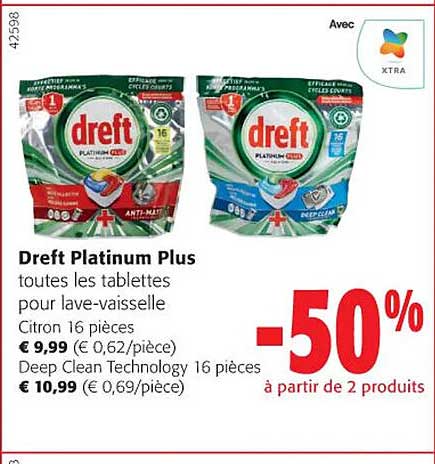 dreft platinum plus toutes les tablettes pour lave-vaisselle citron