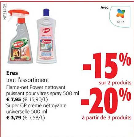 eres tout l'assortiment flame-net power nettoyant puissant pour vitres spray
