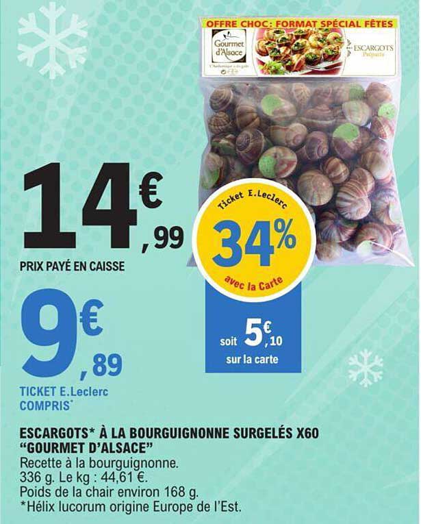escargots à la bourguignonne surgelés x 60 "gourmet d'alsace"