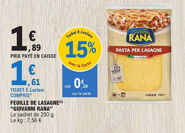 feuille de lasagne "giovanni rana"