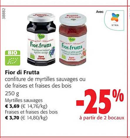 fior di frutta confiture de myrtilles sauvages ou de fraises et fraises des bois